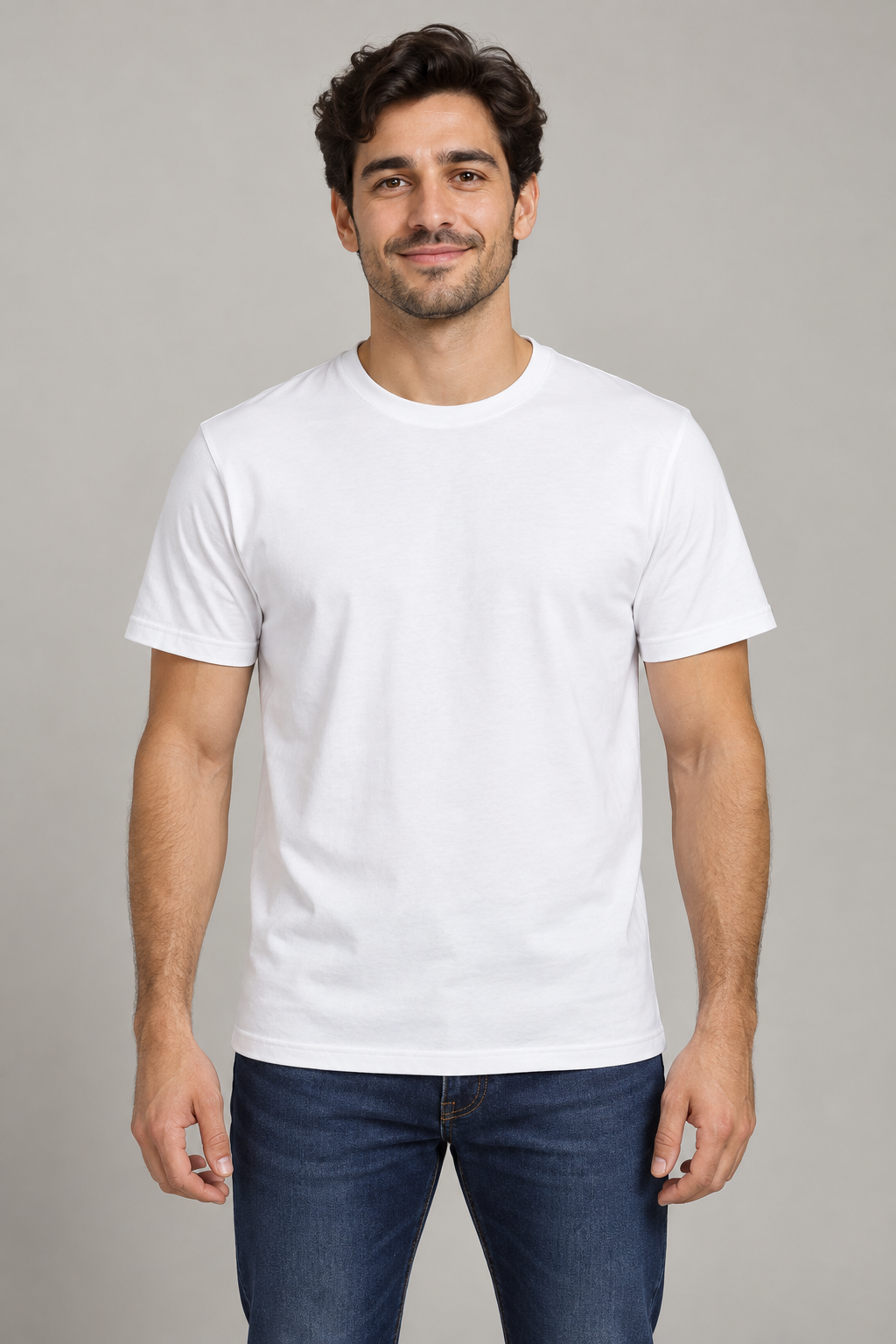 AI-generated model styling reference in white; illustrative, not an exact Gildan fit