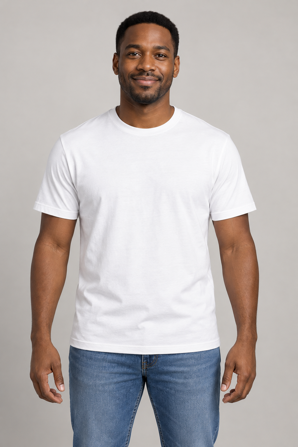 AI-generated model styling reference in white; illustrative, not an exact Gildan fit